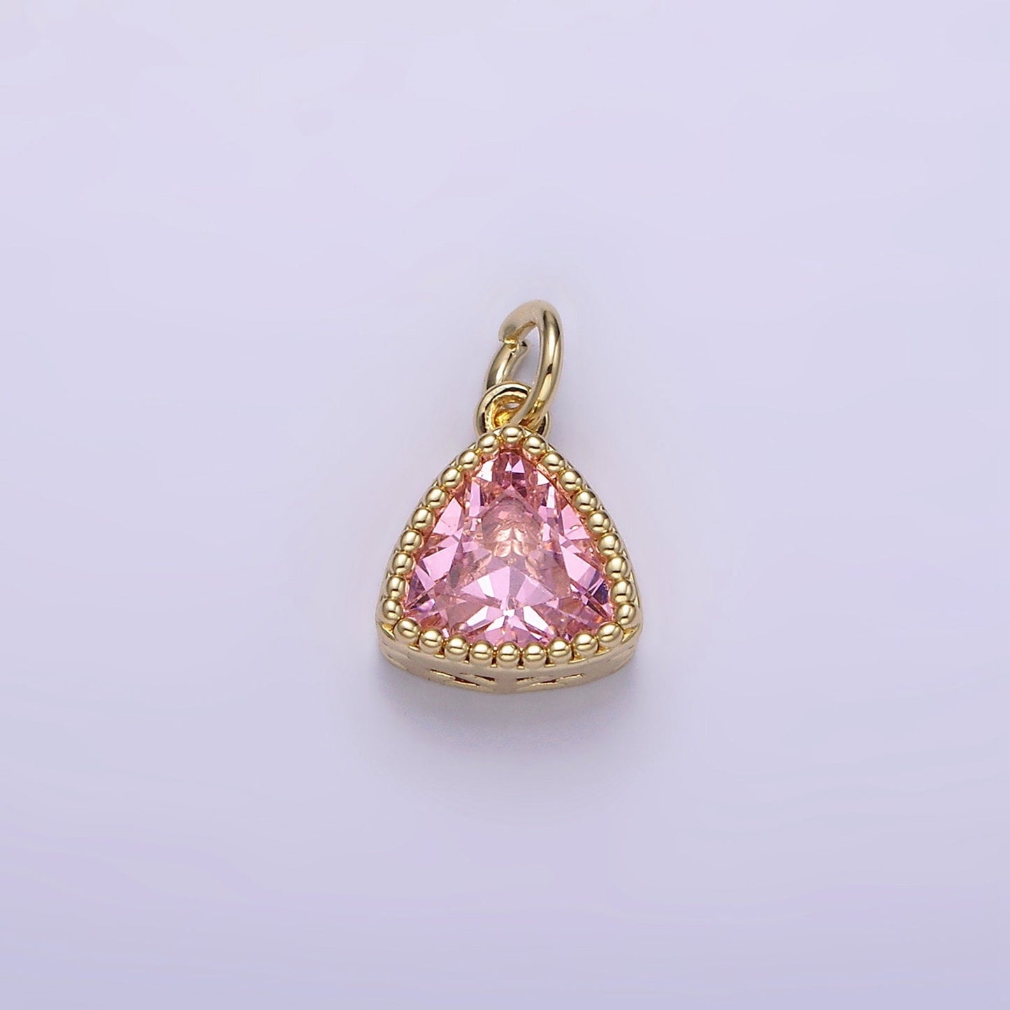 Dainty 14K Gold Filled Clear, Pink, Red Triangle CZ Pendant for Dangle Charm Necklace Bracelet | AG310 - AG313