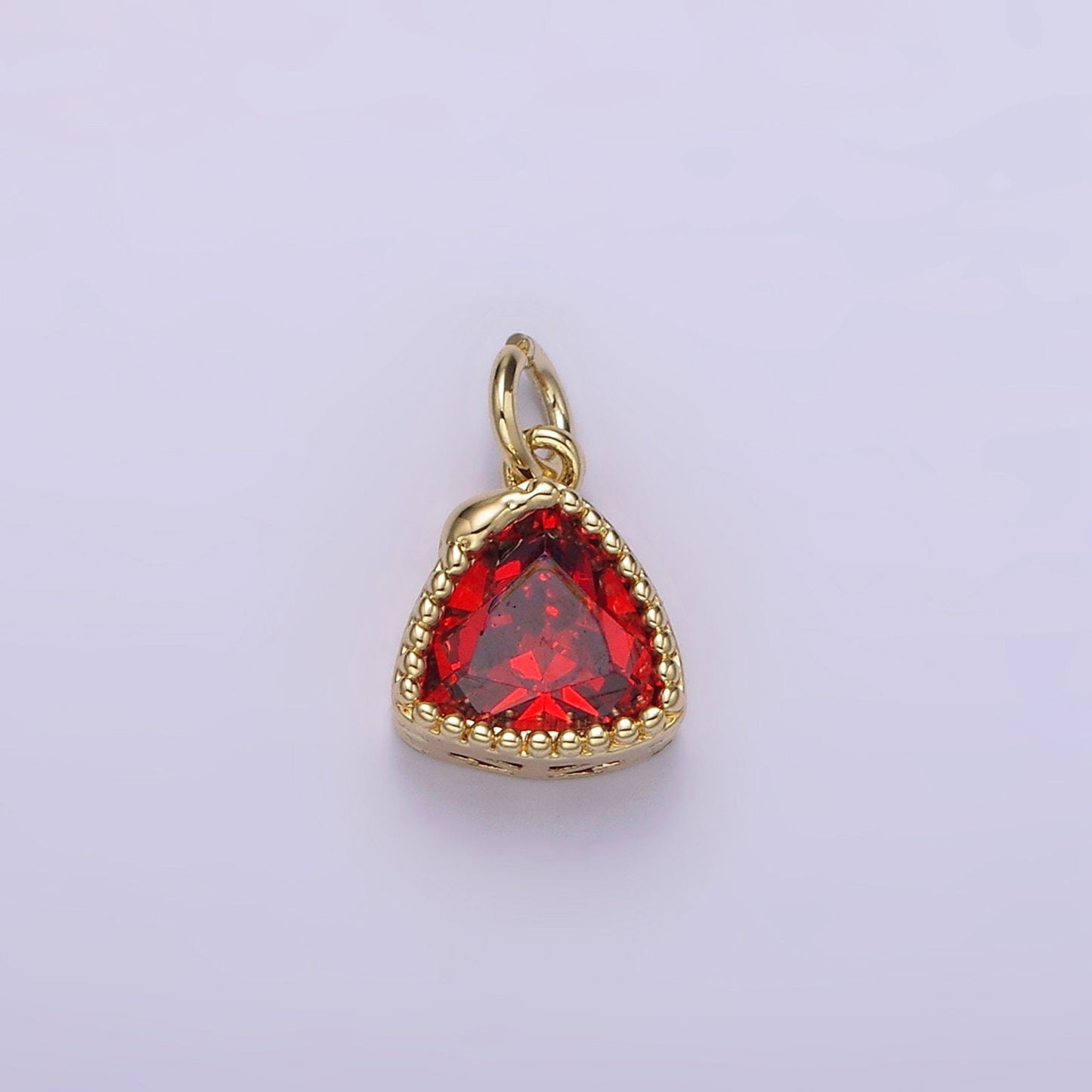 Dainty 14K Gold Filled Clear, Pink, Red Triangle CZ Pendant for Dangle Charm Necklace Bracelet | AG310 - AG313