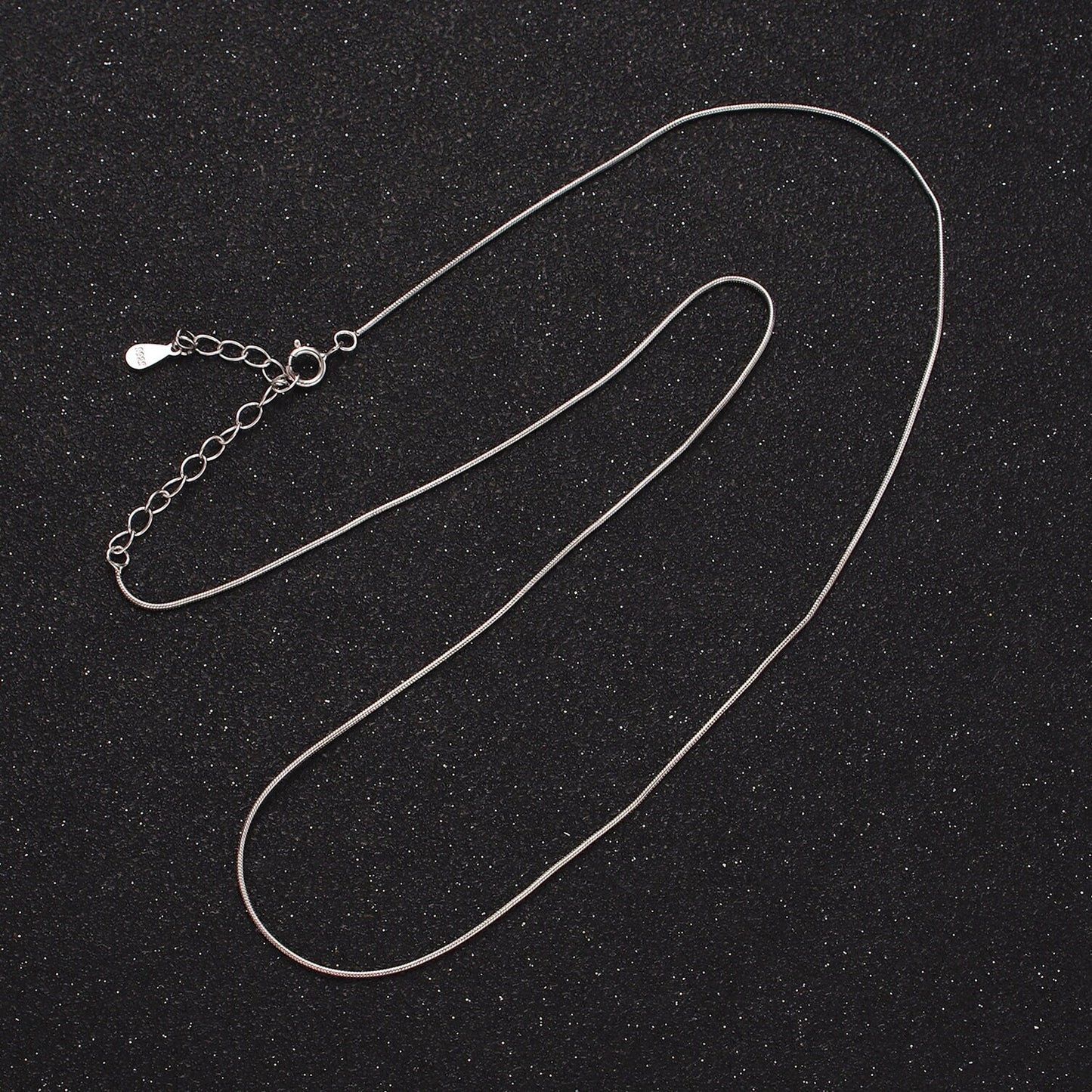 S925 Sterling Silver 0.7mm Dainty Snake 16 Inch Long Slim Herringbone Chain Necklace | WA-2160