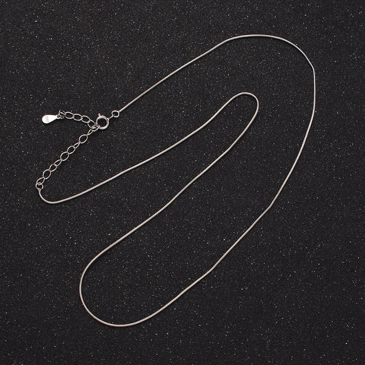 S925 Sterling Silver 0.7mm Dainty Snake 16 Inch Long Slim Herringbone Chain Necklace | WA-2160