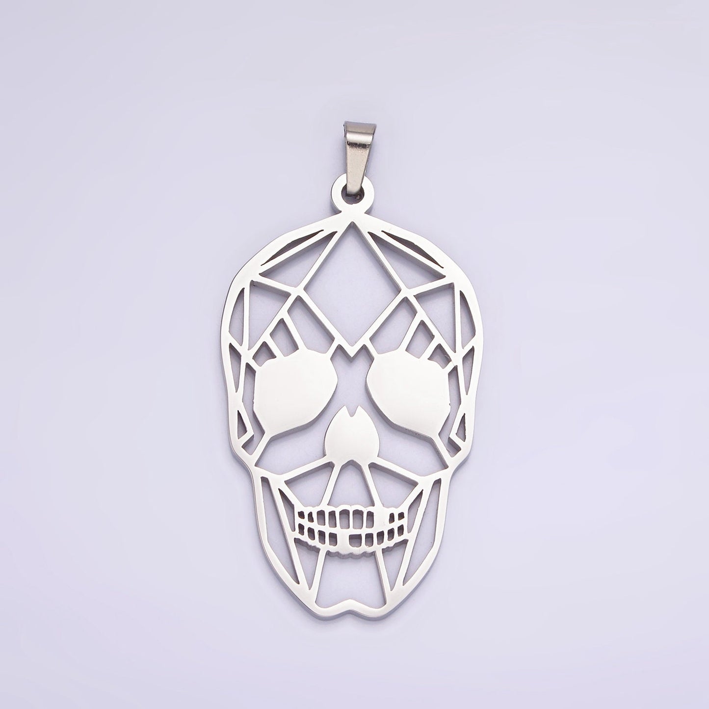 Stainless Steel 45mm Open Geometric Skeleton Skull Pendant in Gold & Silver | P848