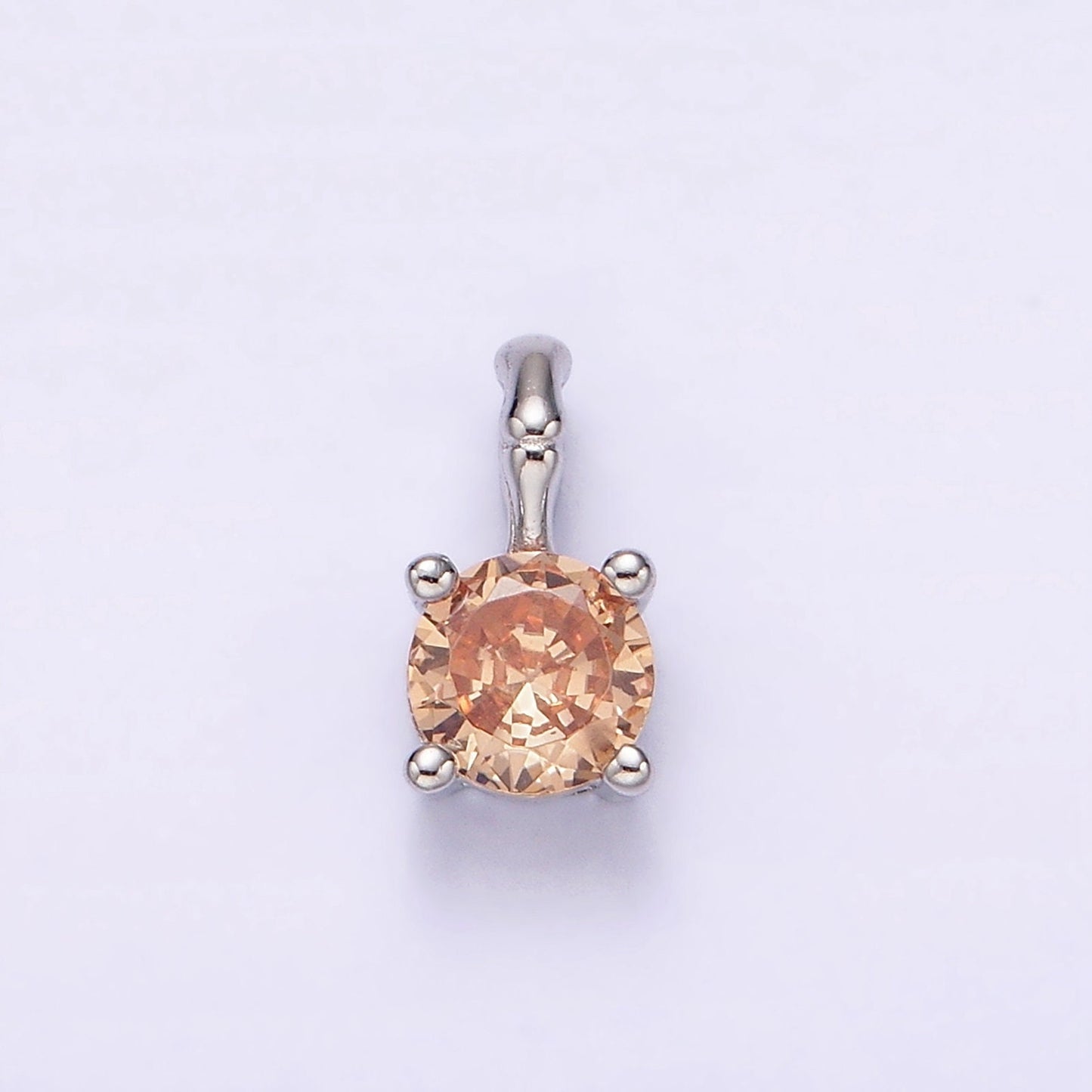 S925 Sterling Silver Cubic Zirconia CZ Birthstone Bamboo Bail Personalized Charm in Silver | AG172 - AG183
