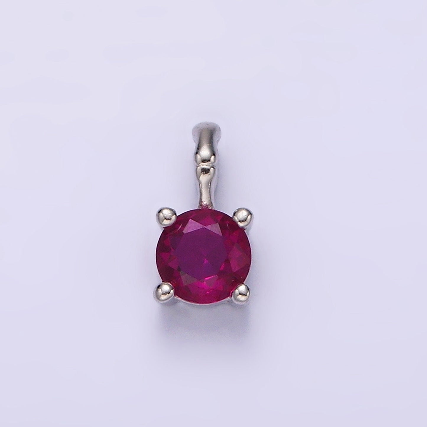 S925 Sterling Silver Cubic Zirconia CZ Birthstone Bamboo Bail Personalized Charm in Silver | AG172 - AG183