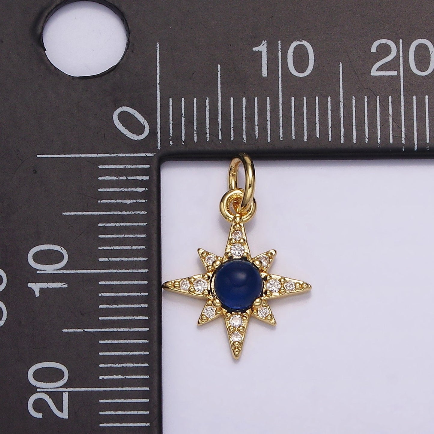 14K Gold Filled Blue Lapis Lazuli Micro Paved CZ Celestial North Star in Silver & Gold | AG150 AG151