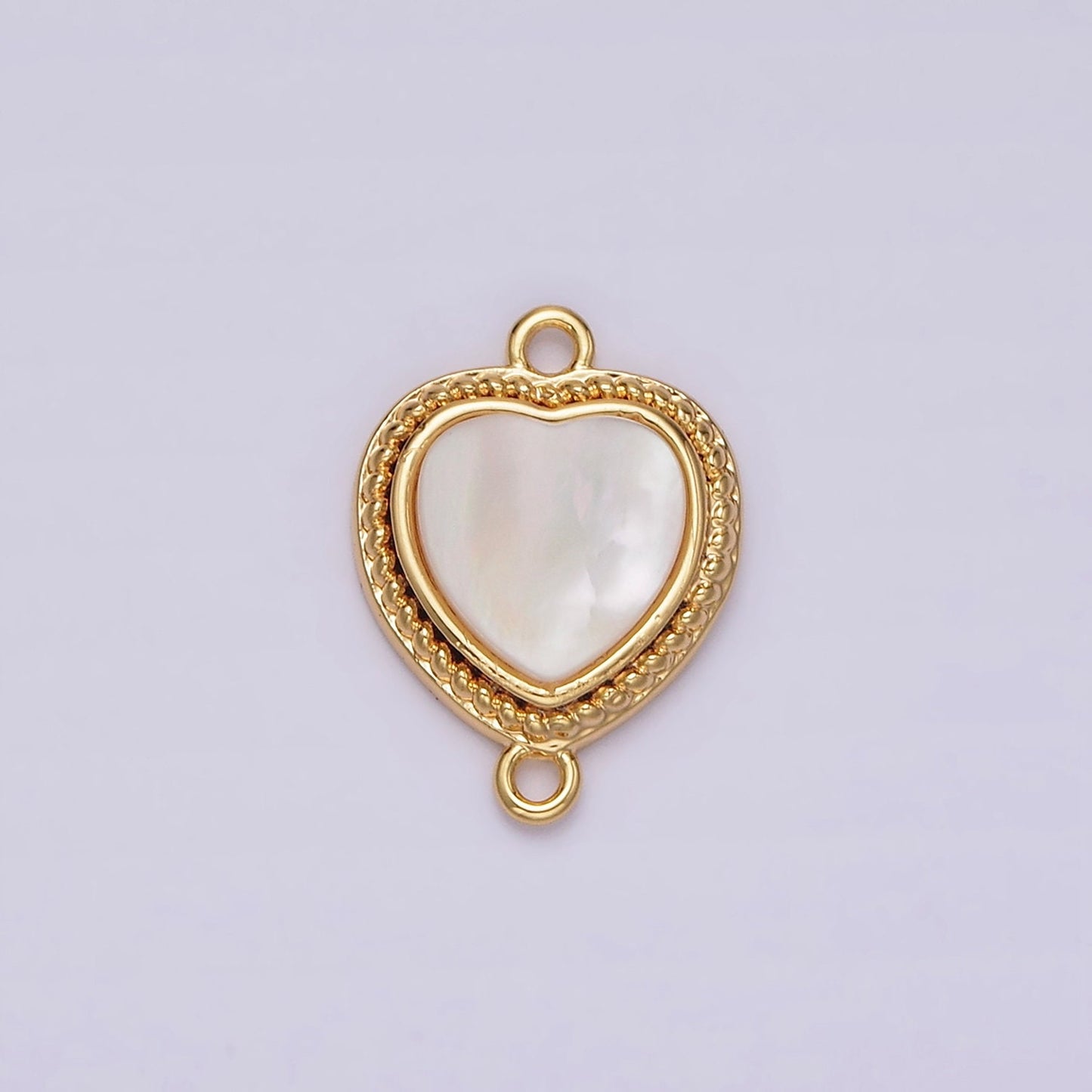 14K Gold Filled 15.5mm Shell Pearl Braided Bezel Heart Connector | G061