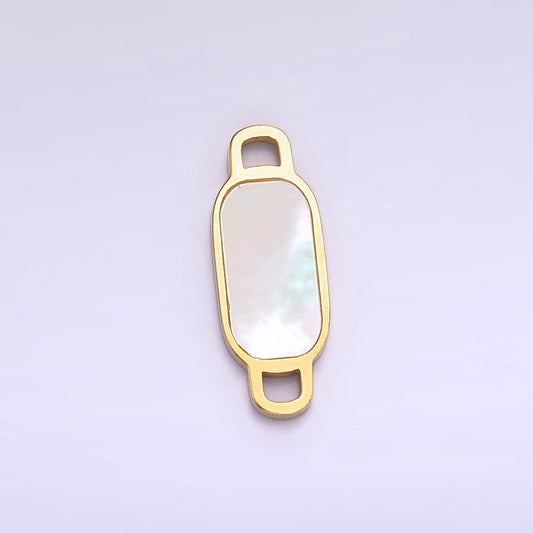 Pearl Long Oval Charm Connector Dainty Tag Link Connector for Bracelet Necklace Supply P-1251