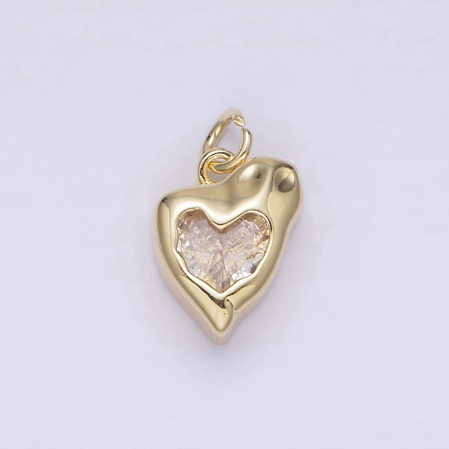 14K Gold Filled Clear Heart Melt Molten Drip Add-On Charm | AG223