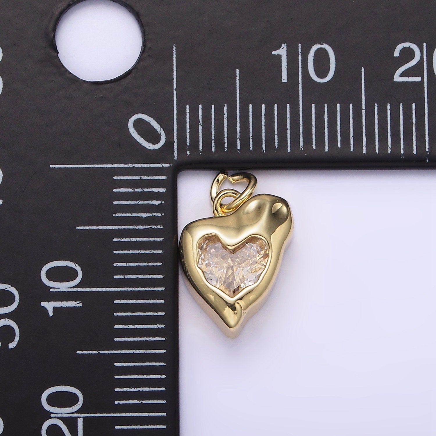 14K Gold Filled Clear Heart Melt Molten Drip Add-On Charm | AG223