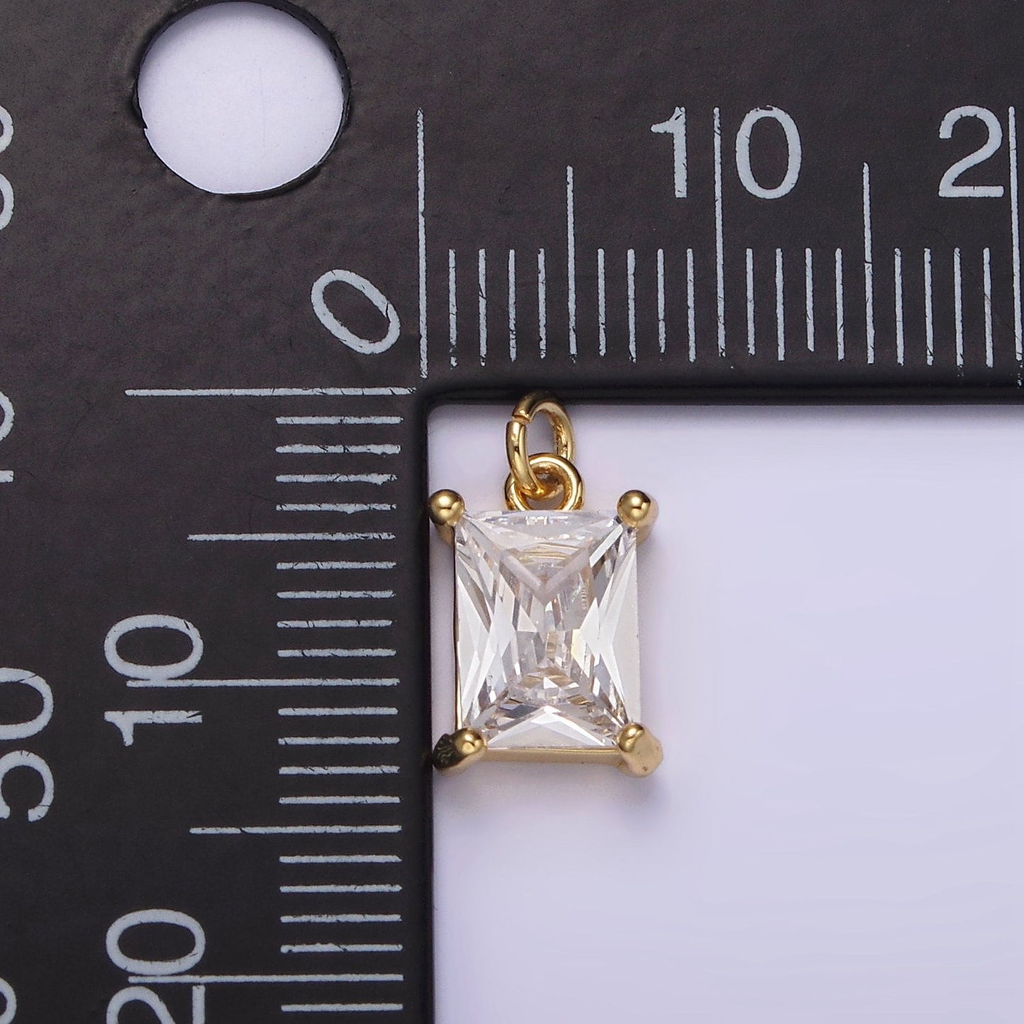 Dainty Emerald Cut Charm CZ gold filled set with cubic zirconia accent for Bracelet Necklace Earring Jewelry making AG269
