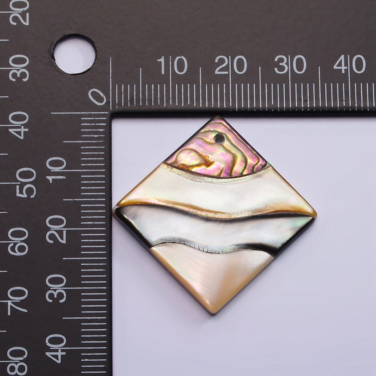 1x 35mmX35mm Natural Abalone shell Rhombus Charm Necklace Pendant Surfer Beach Mermaid Jewelry Inspired One of a Kind