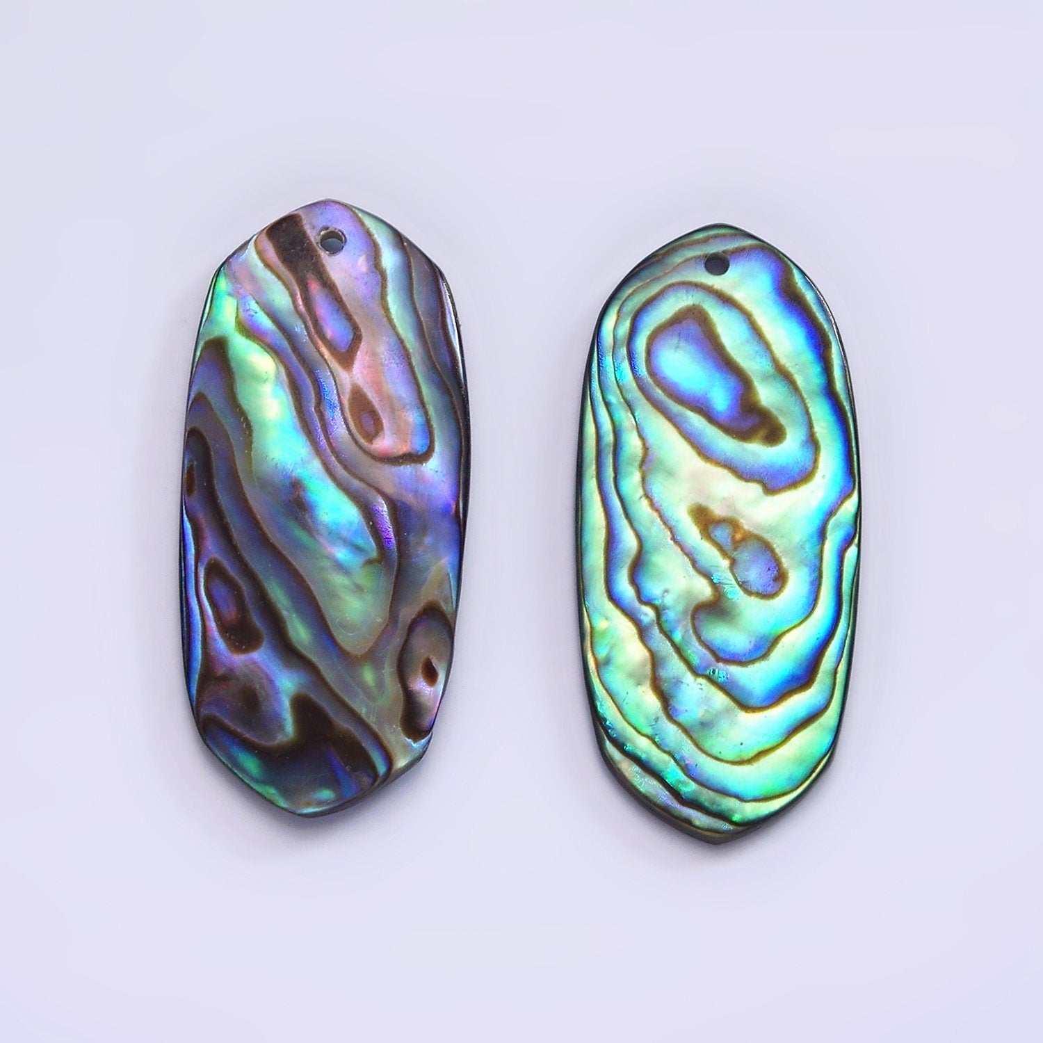 1x Abalone Shell Oval Swirl Pendants, Green Hue Abalone Surfer board Charm Wave Beach Inspired for Necklace Earring Supply 32x14 mm size
