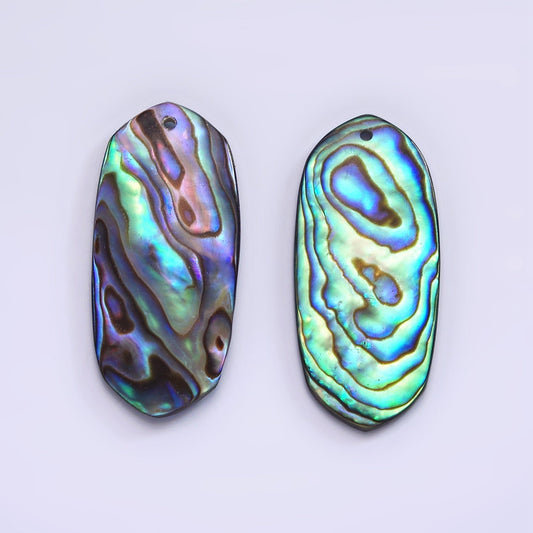 1x Abalone Shell Oval Swirl Pendants, Green Hue Abalone Surfer board Charm Wave Beach Inspired for Necklace Earring Supply 32x14 mm size
