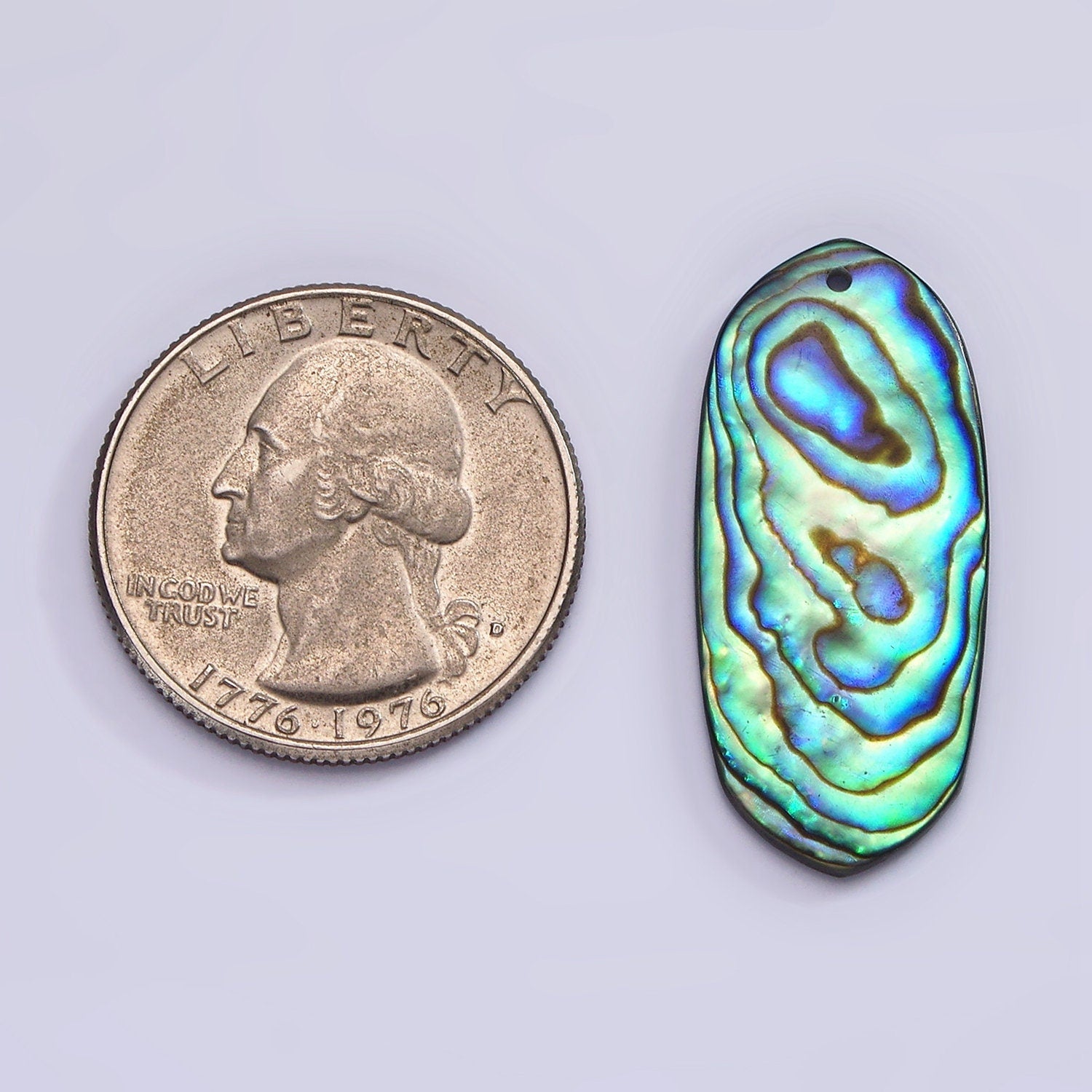 1x Abalone Shell Oval Swirl Pendants, Green Hue Abalone Surfer board Charm Wave Beach Inspired for Necklace Earring Supply 32x14 mm size