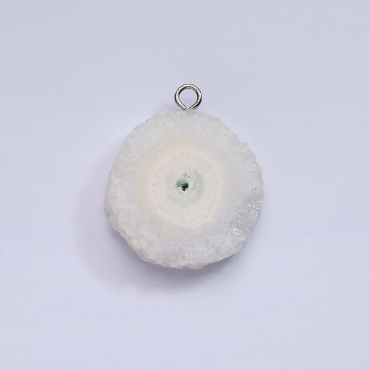 Natural DRUZY Round Charm Beads 24.1 x 20.1 mm Silver Gemstone Charm for Dangle Necklace Earring AC792