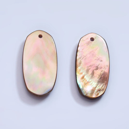 1x 22mm x 12mm drilled Top natural Rainbow Black MOP mother of pearl shell oval bead Charm for Beach Inspired Men Women Jewelry