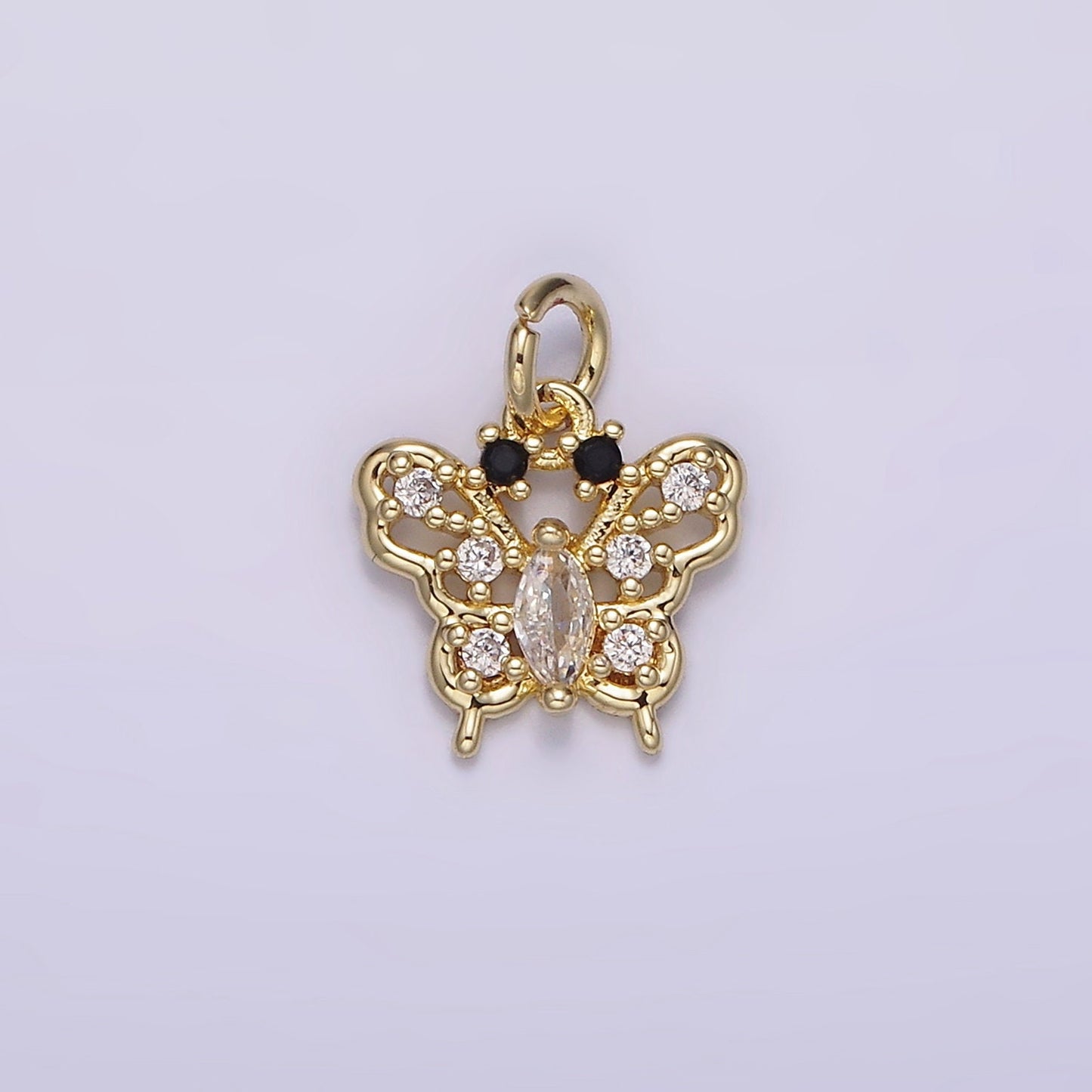 Tiny Butterfly Charm with Black Eye Cz Mariposa Charm Mini Monarch Pendant Insect Lover for Minimalist jewelry AG-241