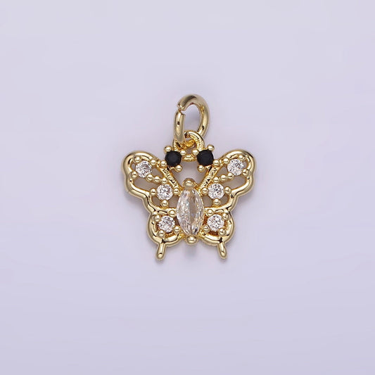 Tiny Butterfly Charm with Black Eye Cz Mariposa Charm Mini Monarch Pendant Insect Lover for Minimalist jewelry AG-241