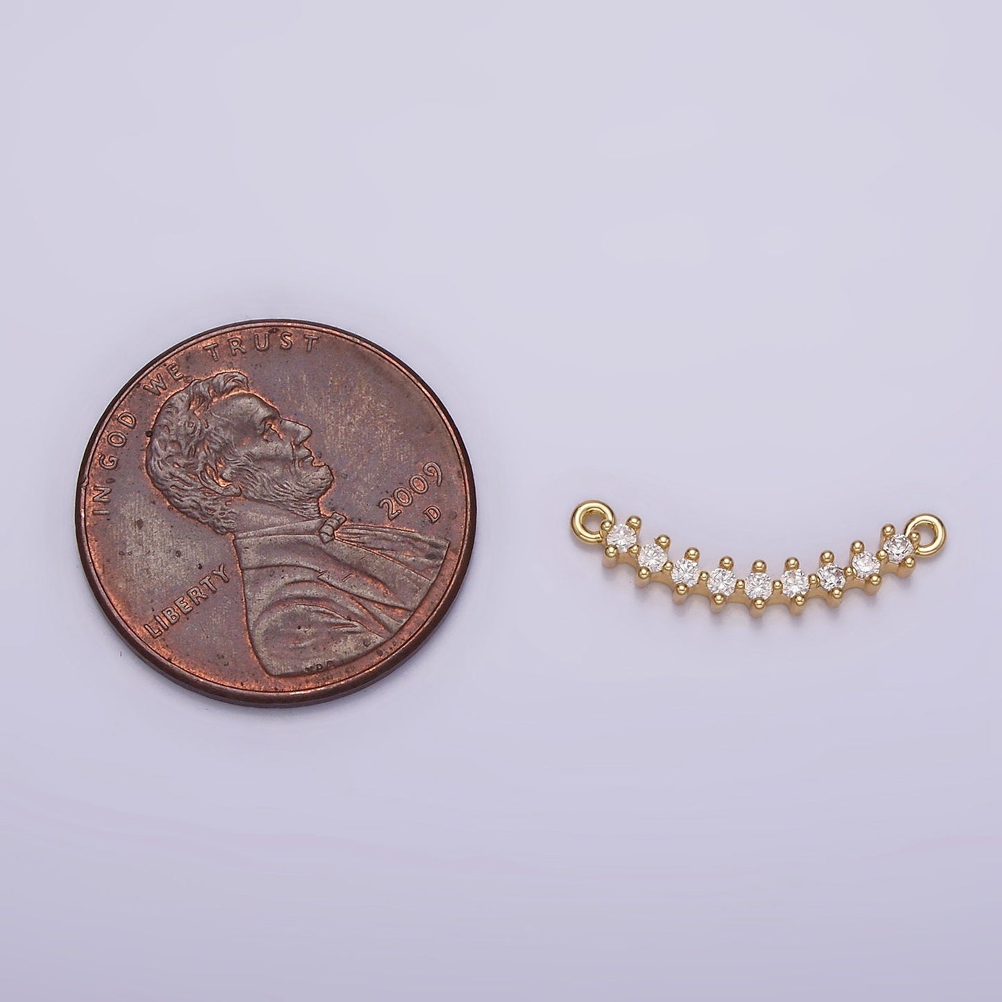 Gold Curve Charm connector Cubic Zirconia Link Connector for Minimalist Bracelet Necklace G-076
