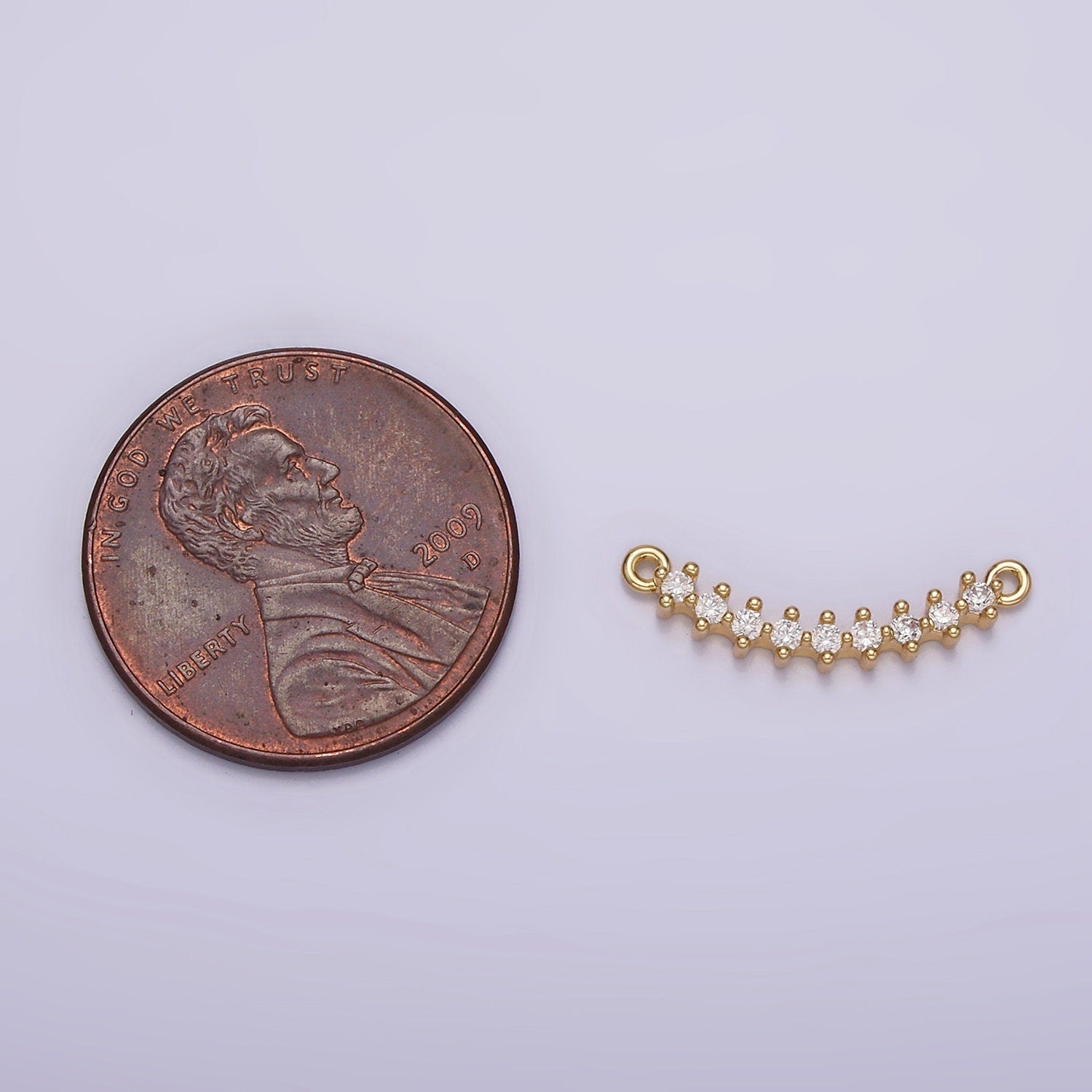 Gold Curve Charm connector Cubic Zirconia Link Connector for Minimalist Bracelet Necklace G-076