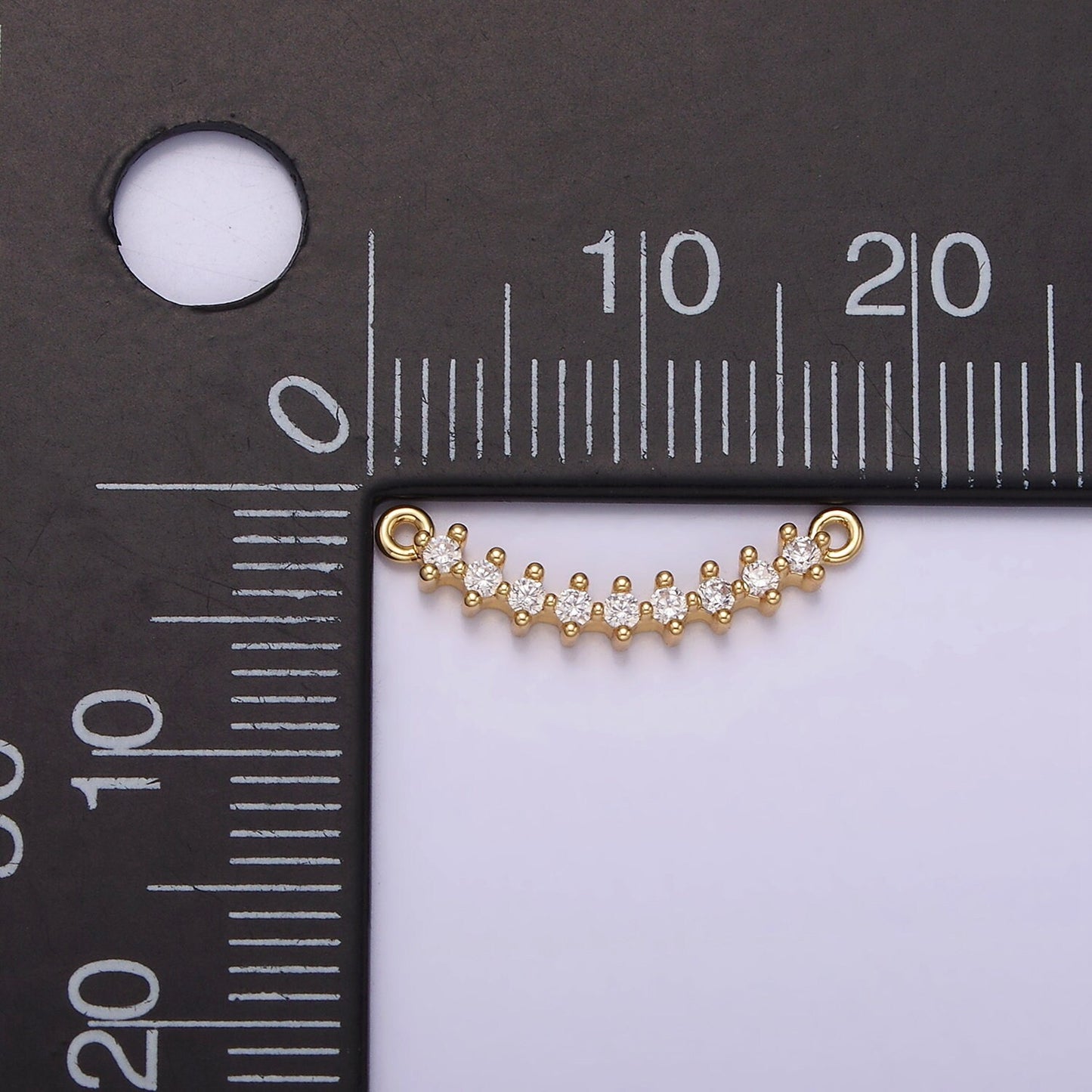 Gold Curve Charm connector Cubic Zirconia Link Connector for Minimalist Bracelet Necklace G-076