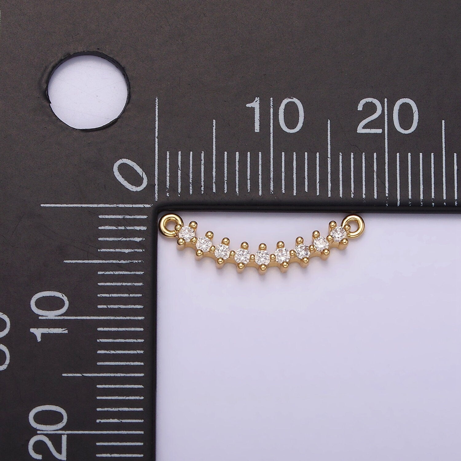 Gold Curve Charm connector Cubic Zirconia Link Connector for Minimalist Bracelet Necklace G-076