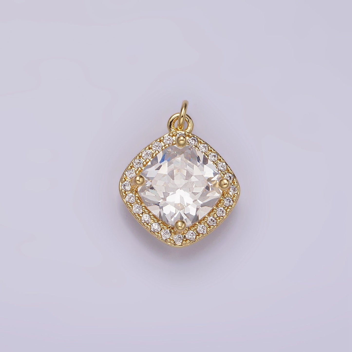 Dainty Gold Solitaire CZ Charm Micro Pave Square for Bracelet Necklace Supply DIY Jewelry AG-314