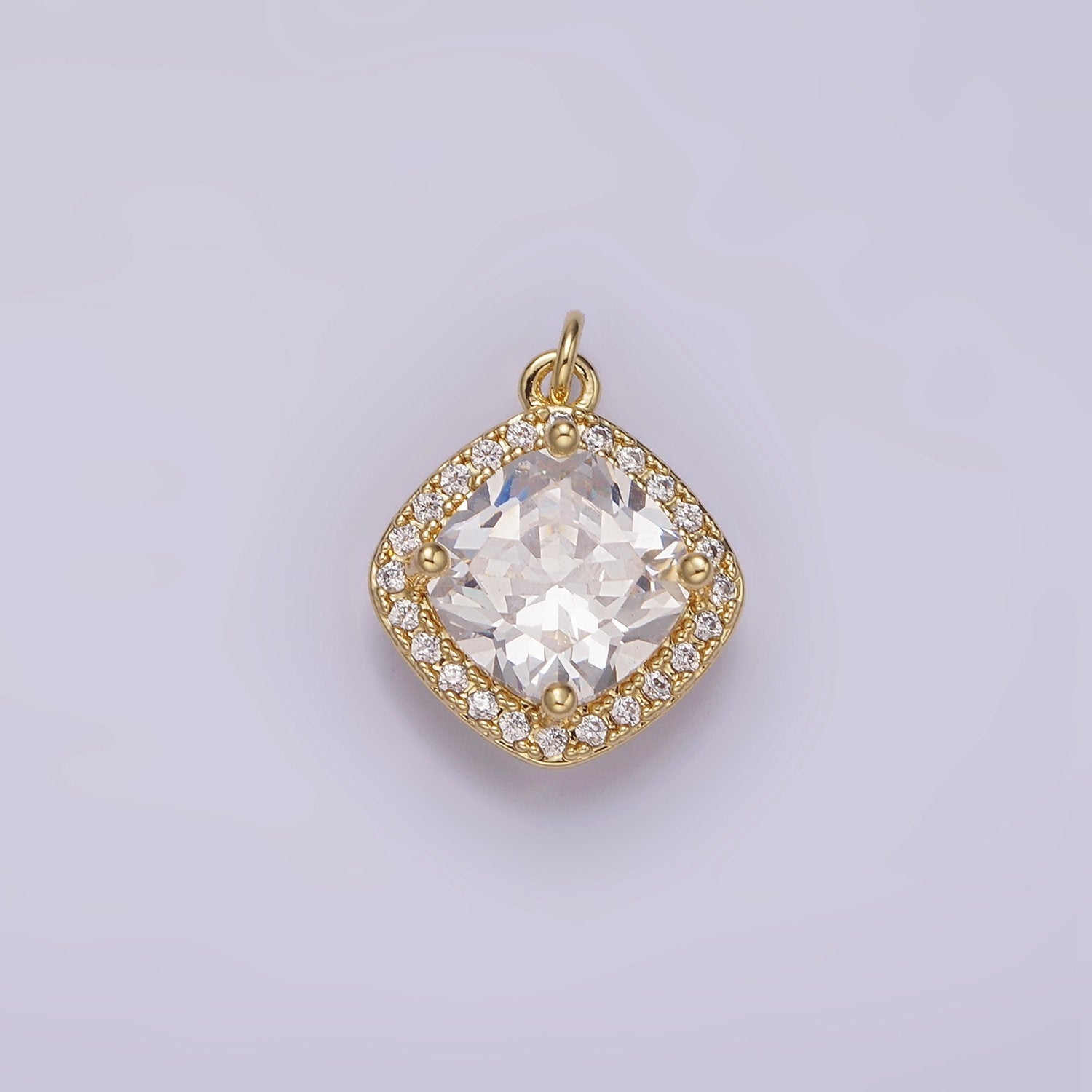 Dainty Gold Solitaire CZ Charm Micro Pave Square for Bracelet Necklace Supply DIY Jewelry AG-314