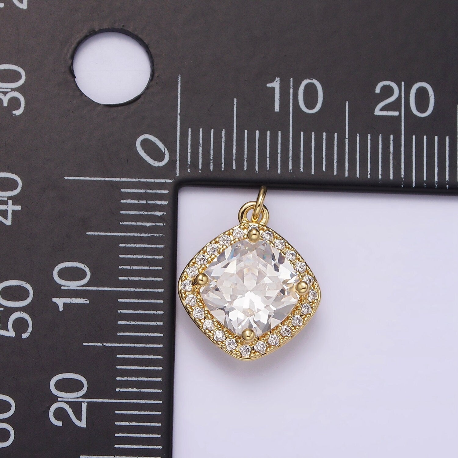 Dainty Gold Solitaire CZ Charm Micro Pave Square for Bracelet Necklace Supply DIY Jewelry AG-314