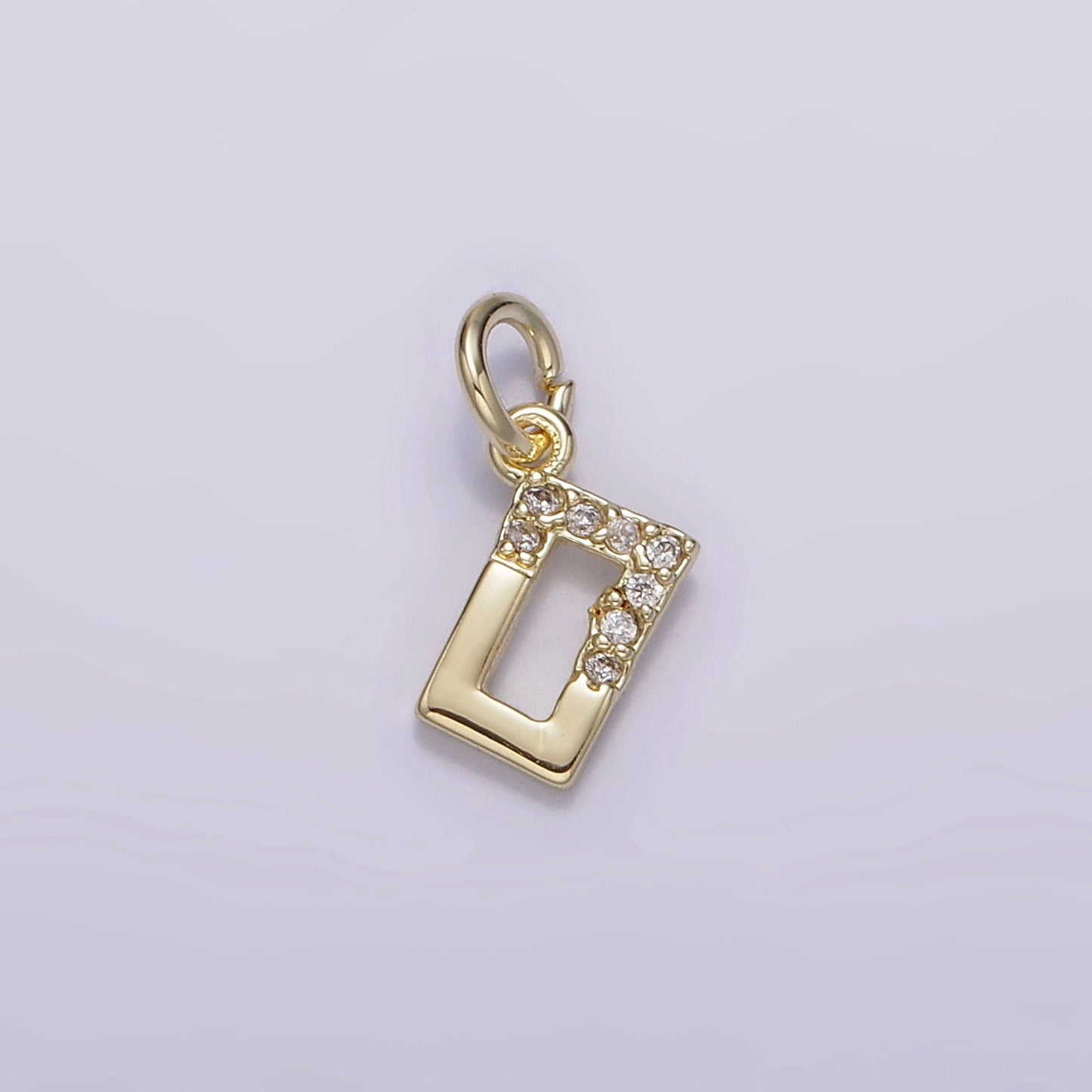 14K Gold Filled Mini Open Rectangular Micro Paved CZ Add-On Charm | AG234