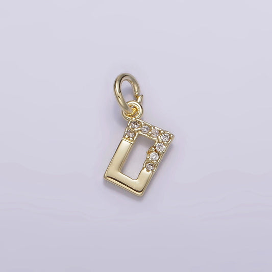 14K Gold Filled Mini Open Rectangular Micro Paved CZ Add-On Charm | AG234