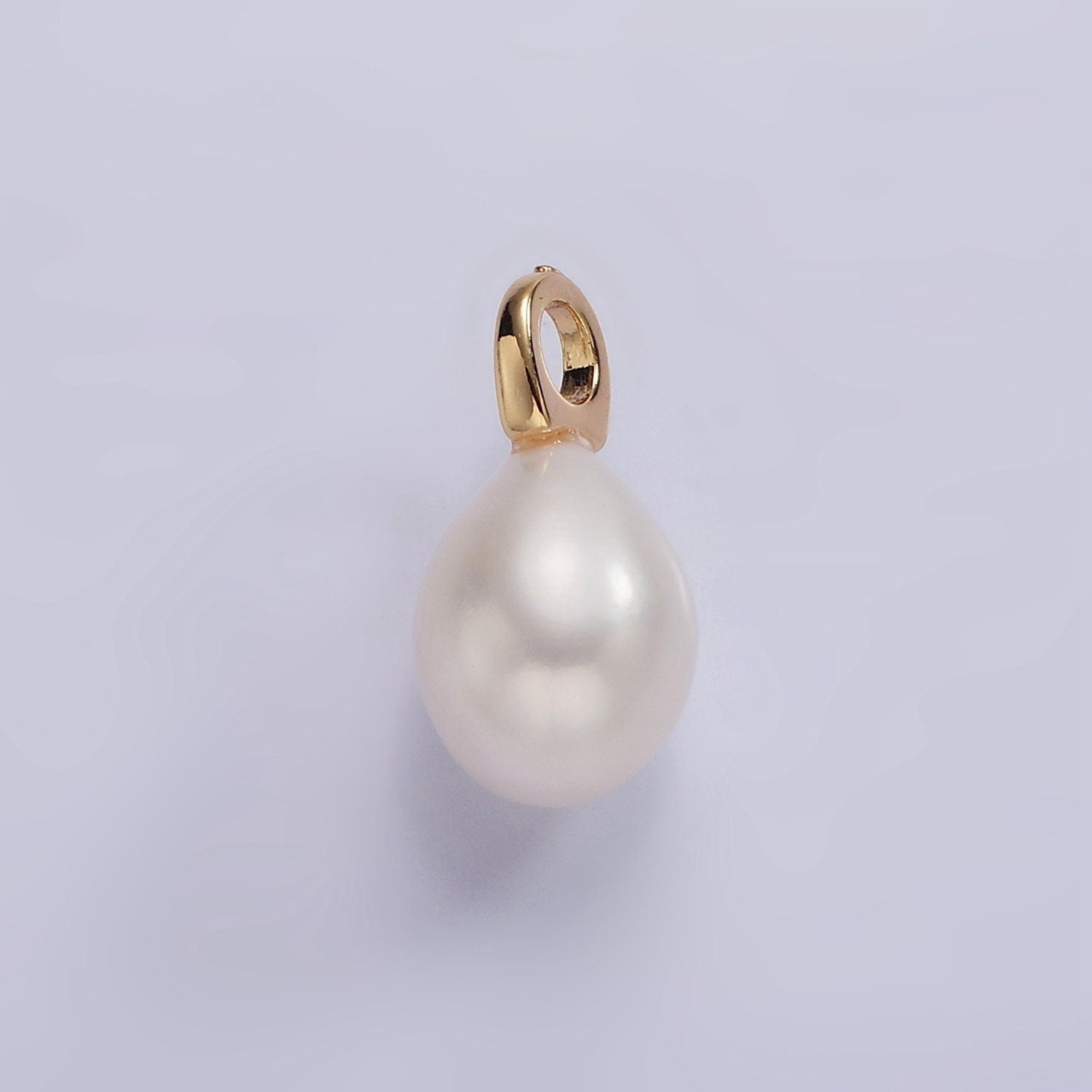 14K Gold Filled 17mm Freshwater Pearl Button Drop Pendant | P1642