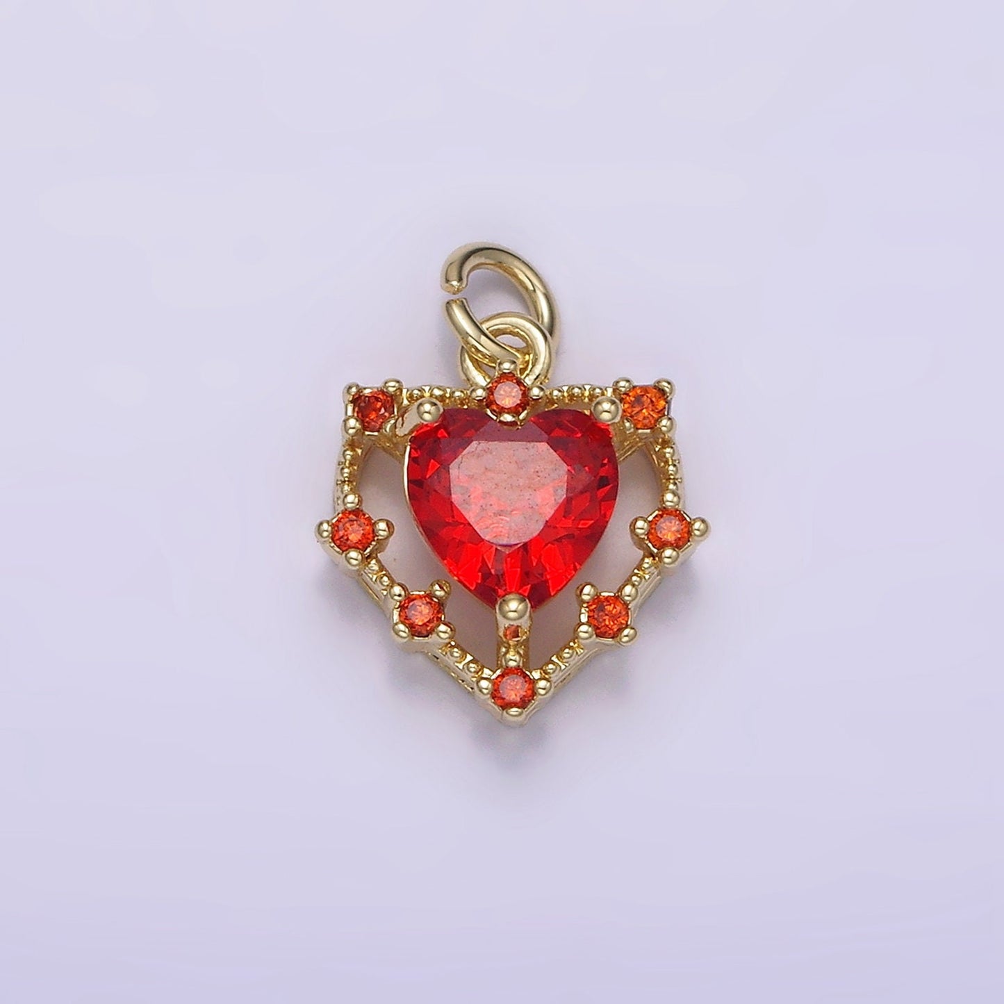 Tiny 14k Gold Filled Heart Charms, Love Pendant, Dainty Red Color Cz Heart Charm for Minimalist Bracelet Earring Necklace supply AG-207