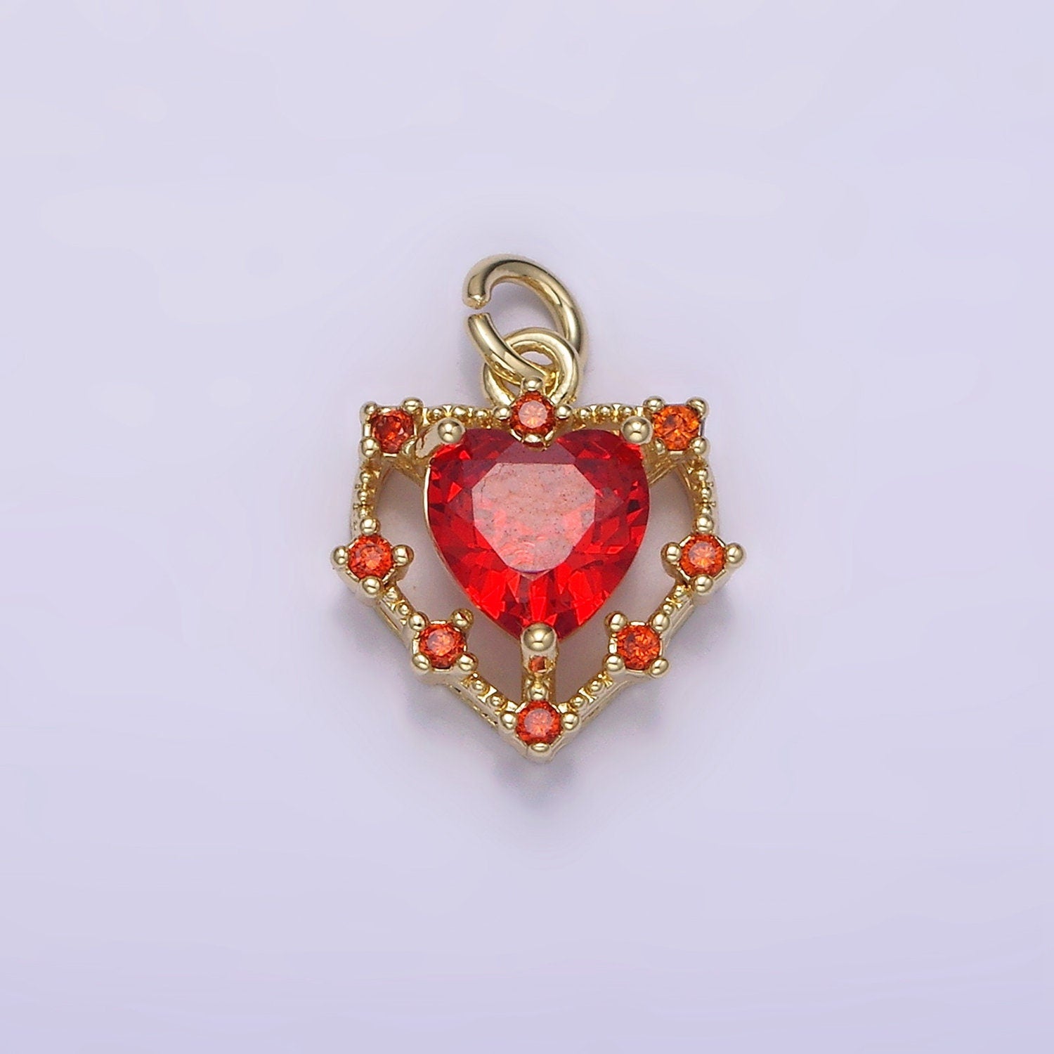 Tiny 14k Gold Filled Heart Charms, Love Pendant, Dainty Red Color Cz Heart Charm for Minimalist Bracelet Earring Necklace supply AG-207