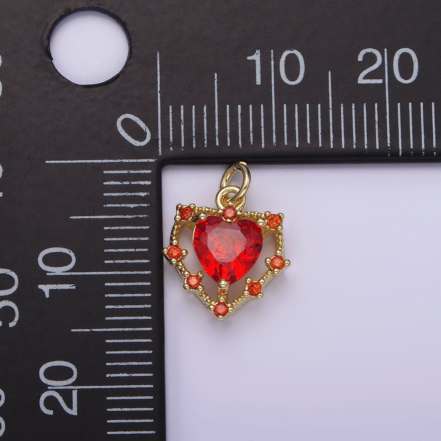 Tiny 14k Gold Filled Heart Charms, Love Pendant, Dainty Red Color Cz Heart Charm for Minimalist Bracelet Earring Necklace supply AG-207