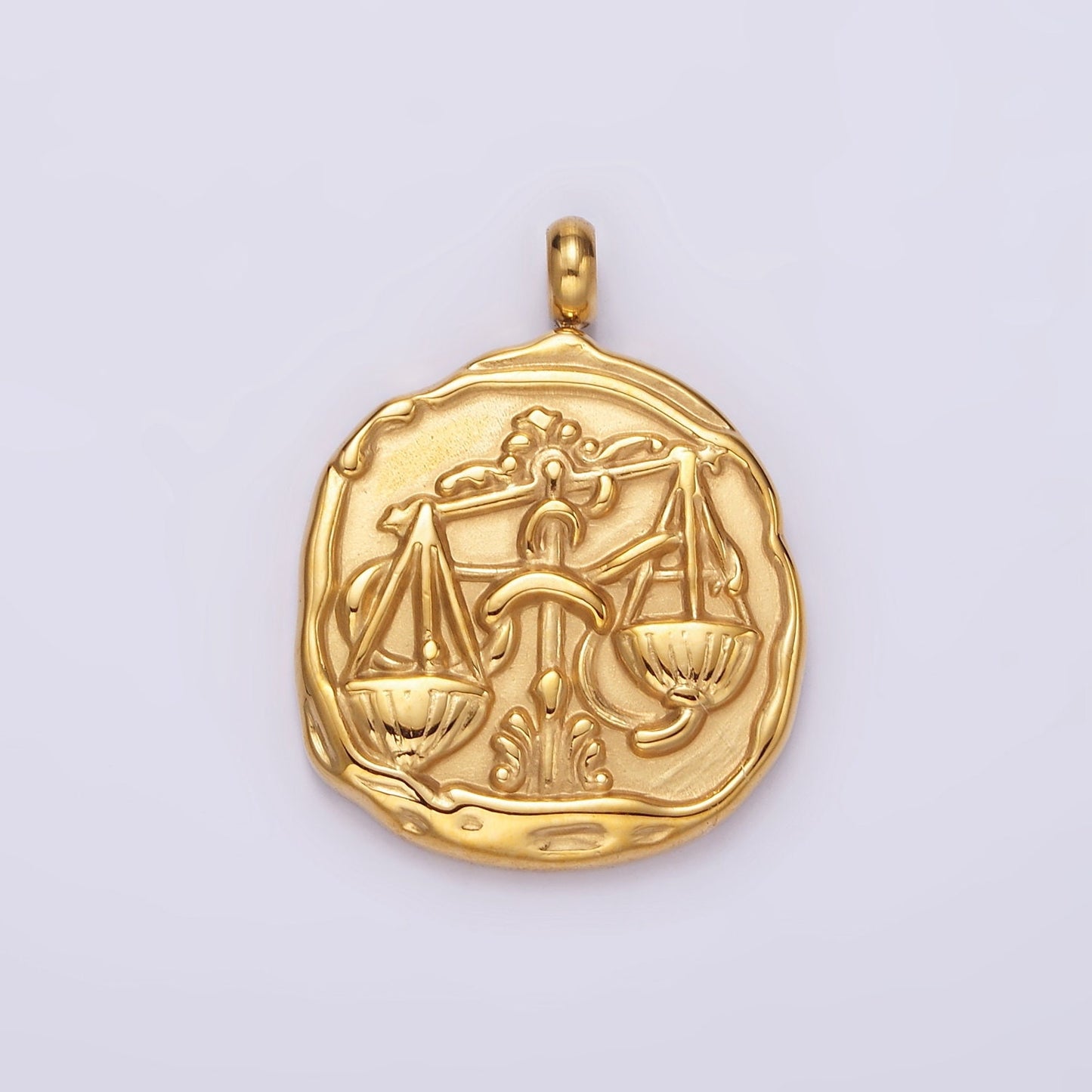 Stainless Steel Zodiac Sign Birth Month Personalized Stamped Round Charm | A1235~A1240