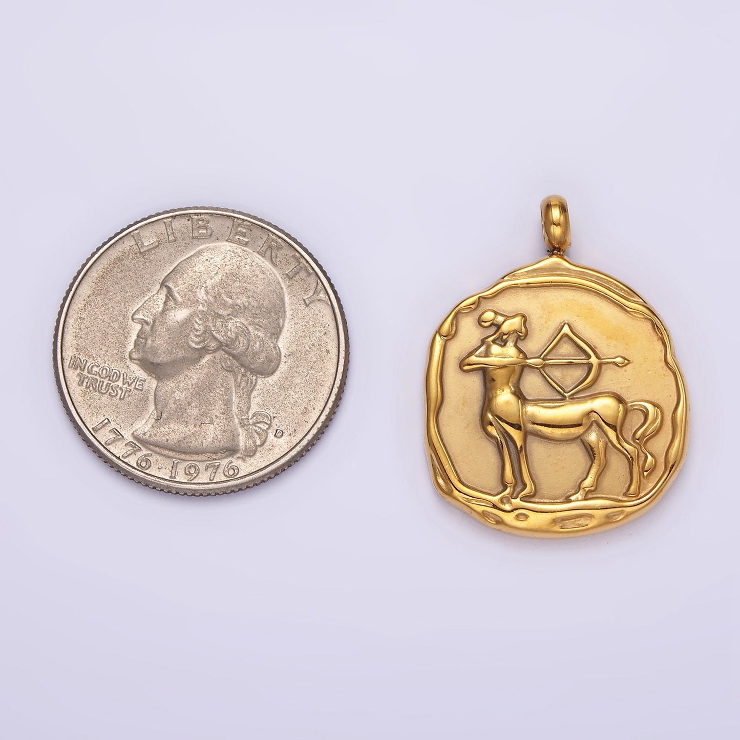 Stainless Steel Zodiac Sign Birth Month Personalized Stamped Round Charm | A1235~A1240