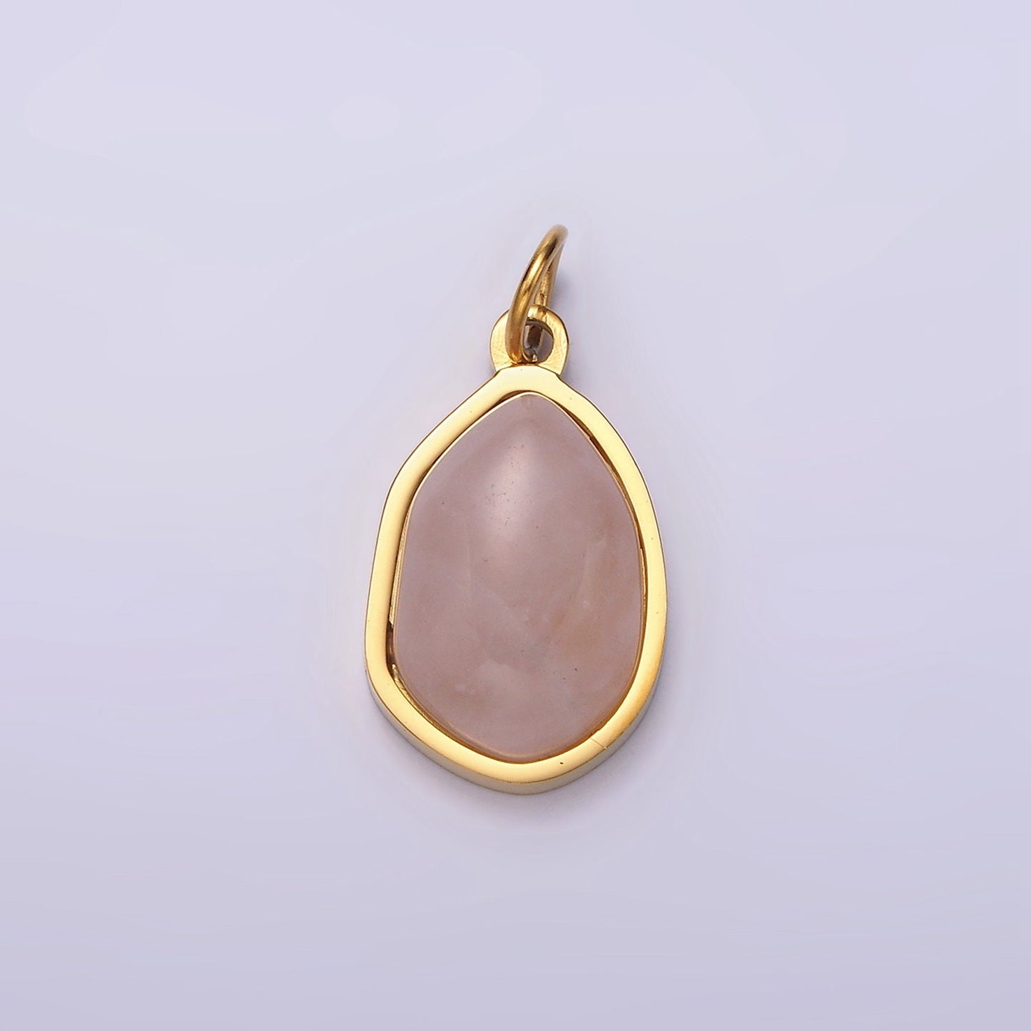 Stainless Steel Rose Quartz, Aventurine, Amethyst Abstract Teardrop Charm | P638 - P640