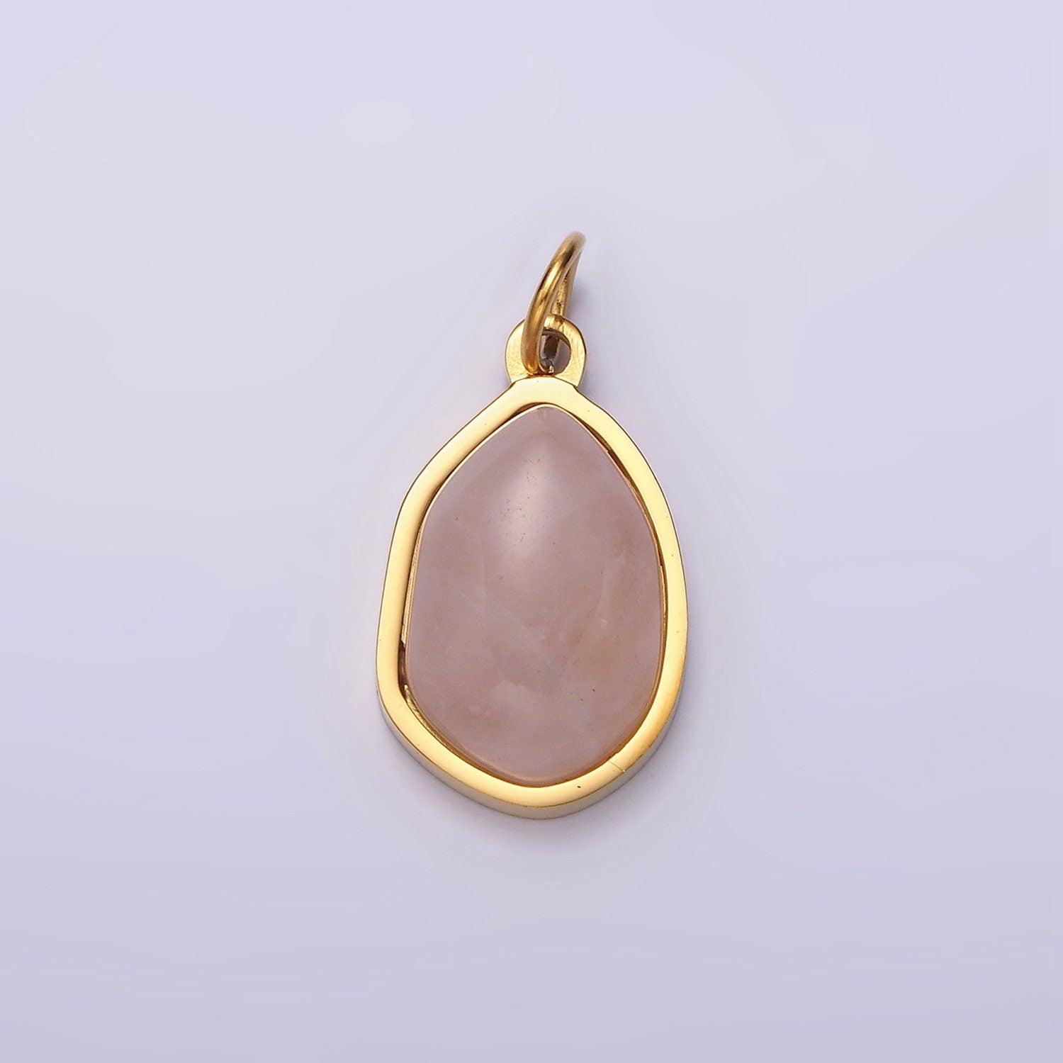 Stainless Steel Rose Quartz, Aventurine, Amethyst Abstract Teardrop Charm | P638 - P640