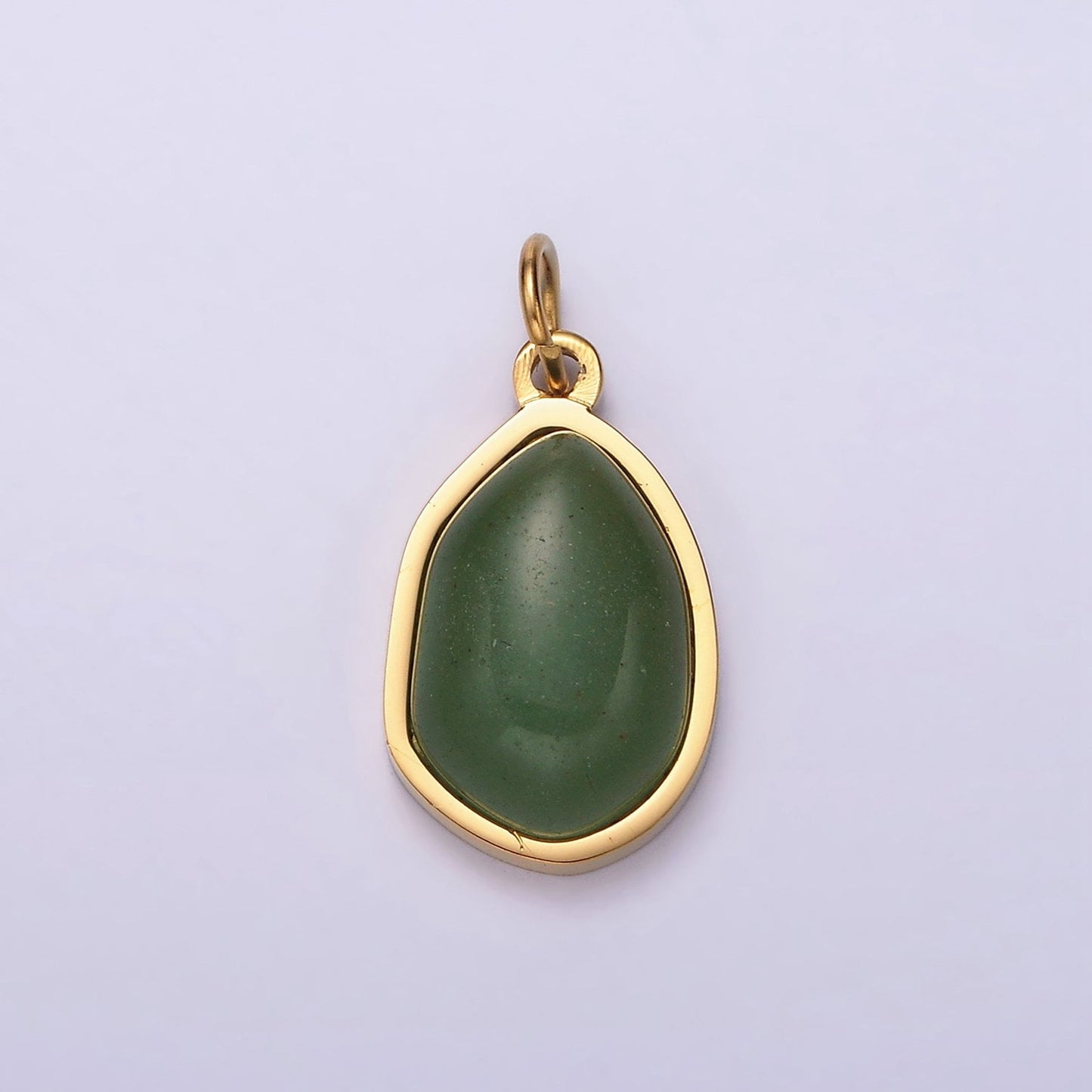 Stainless Steel Rose Quartz, Aventurine, Amethyst Abstract Teardrop Charm | P638 - P640