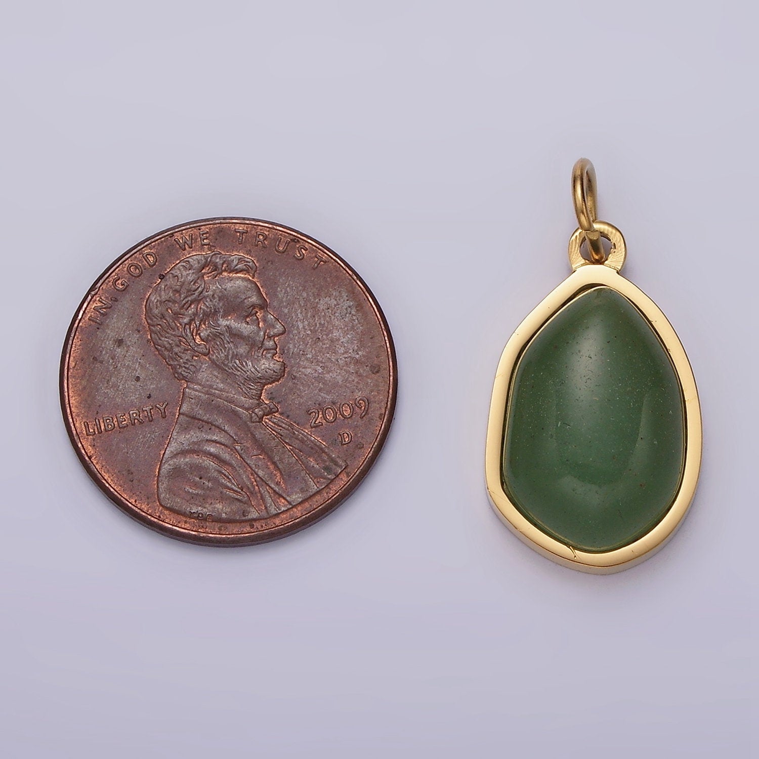 Stainless Steel Rose Quartz, Aventurine, Amethyst Abstract Teardrop Charm | P638 - P640