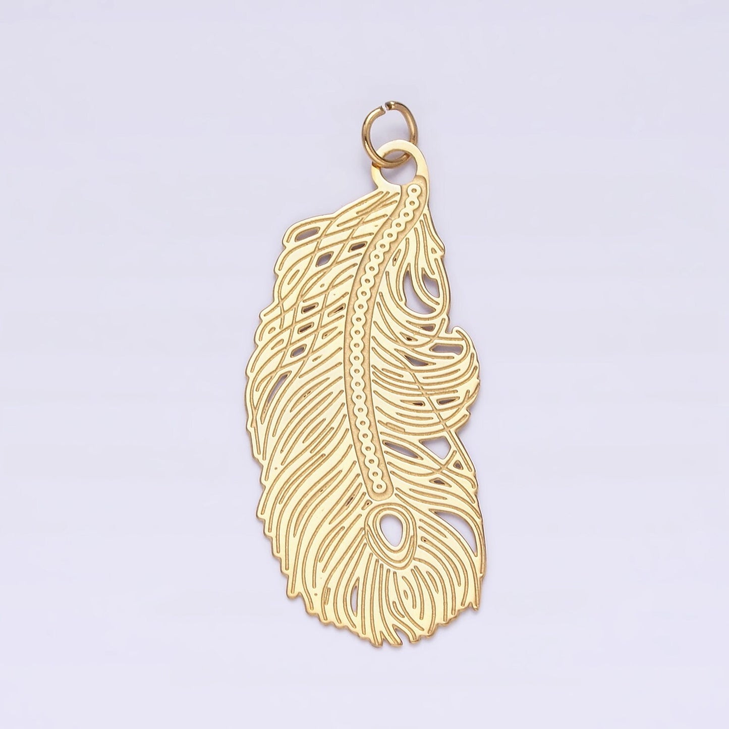 Stainless Steel Open Lined Long Leaf Nature Charm P-624