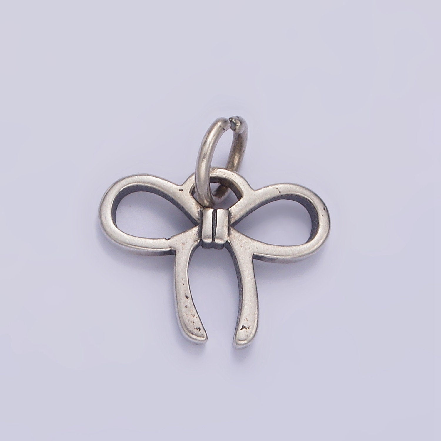 S925 Sterling Silver 15mm Ribbon Tie Minimalist Charm for Bracelet Necklace Earring Component Birthday Girl Jewelry Gift Idea | SL-375