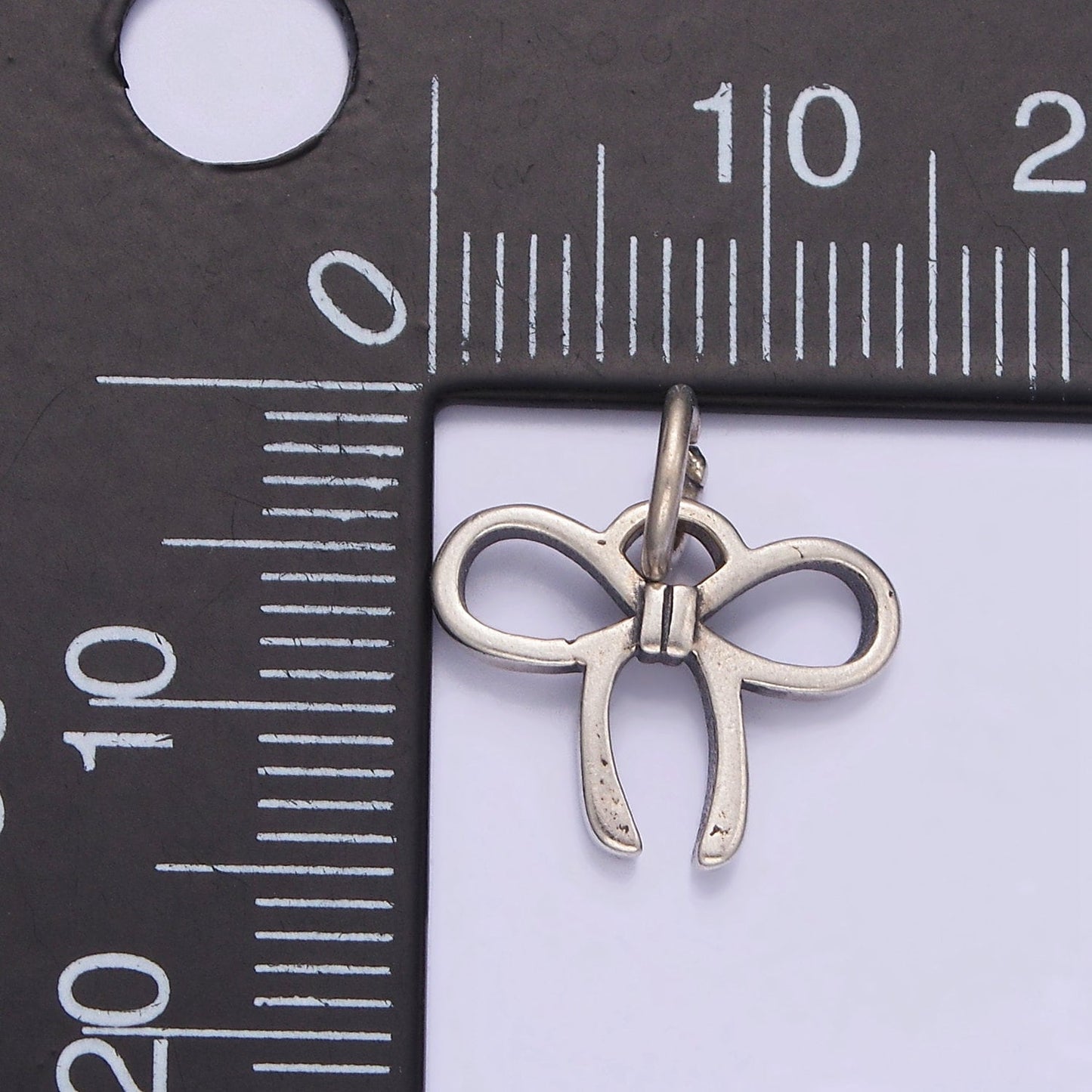 S925 Sterling Silver 15mm Ribbon Tie Minimalist Charm for Bracelet Necklace Earring Component Birthday Girl Jewelry Gift Idea | SL-375