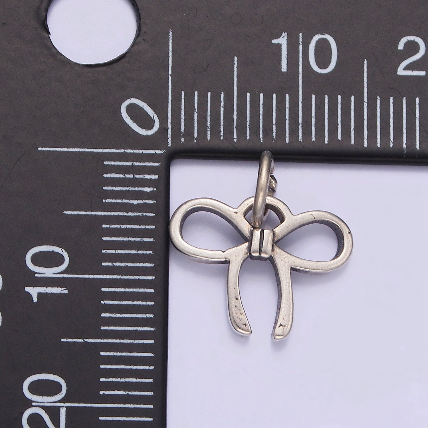 S925 Sterling Silver 15mm Ribbon Tie Minimalist Charm for Bracelet Necklace Earring Component Birthday Girl Jewelry Gift Idea | SL-375