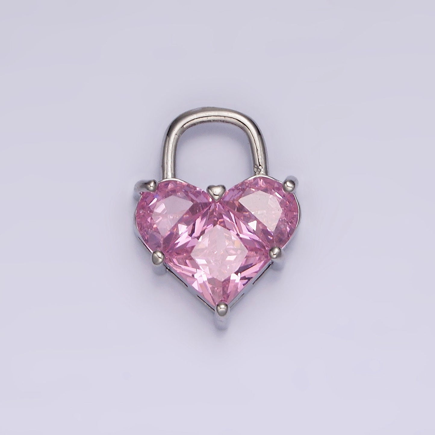 14K Gold Filled Pink Pixelated Heart Locket Charm in Gold & Silver | AG286 AG287