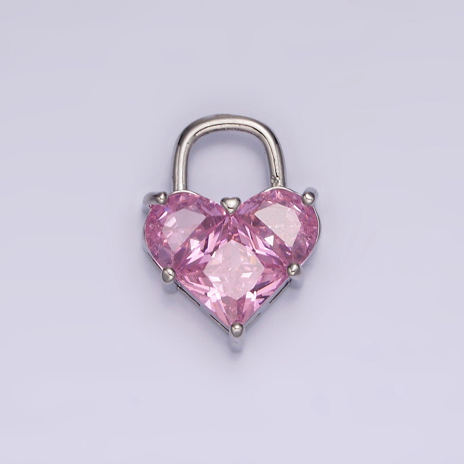 14K Gold Filled Pink Pixelated Heart Locket Charm in Gold & Silver | AG286 AG287