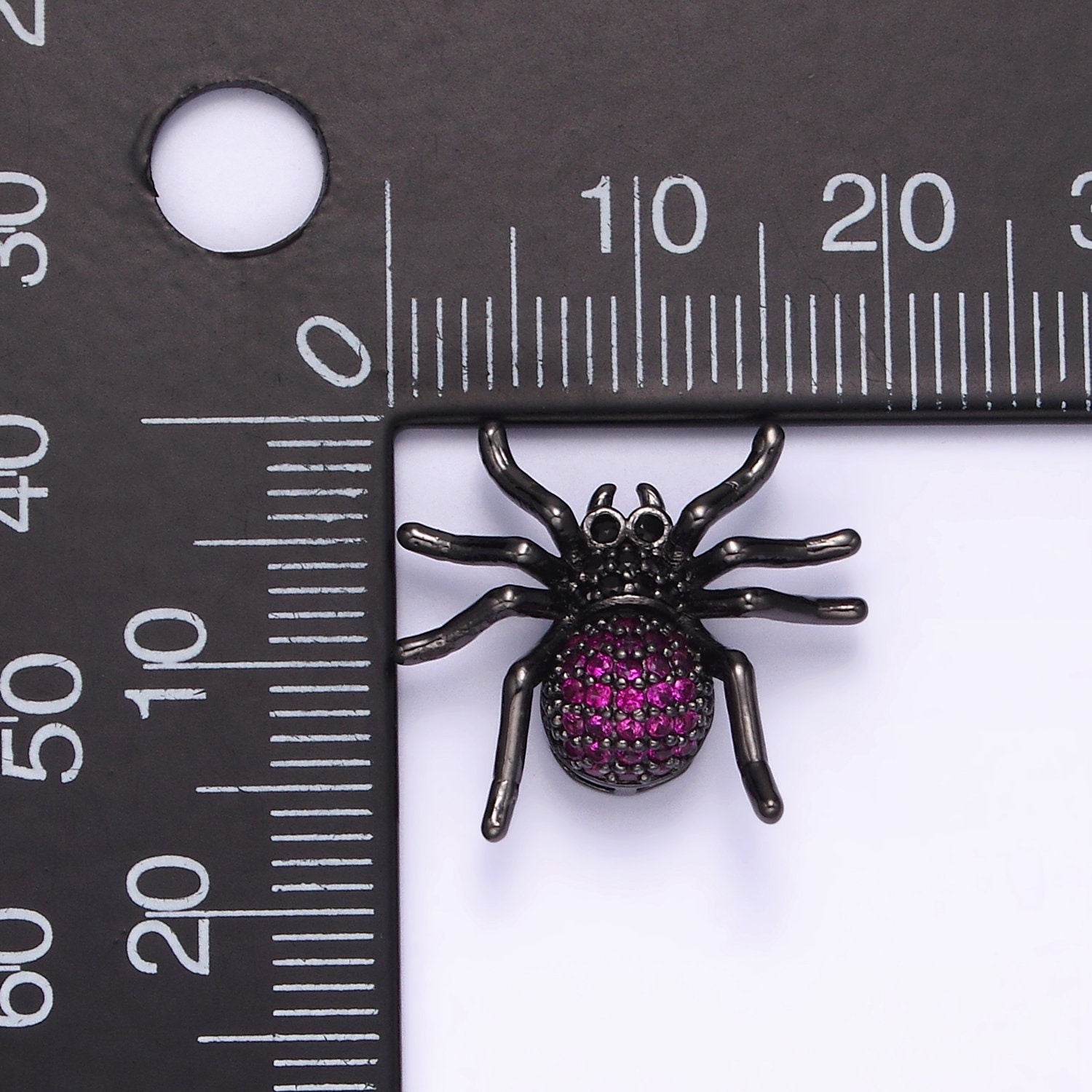 1x Mini Gold CZ Spider Charms Fuschia Cubic Zirconia Halloween Jewelry Inspired Pendant for Emo Bracelet Necklace Component N1845