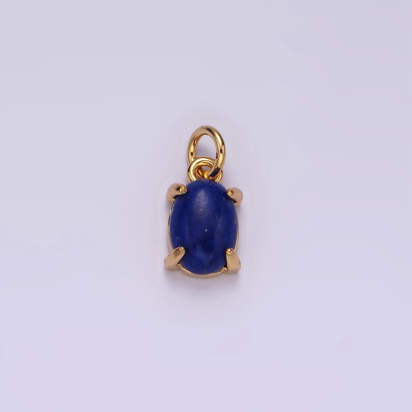 16K Gold Filled Lapis Lazuli, Citrine Gemstone Oval, Round Claw Frame Charm | AC853 - AC855