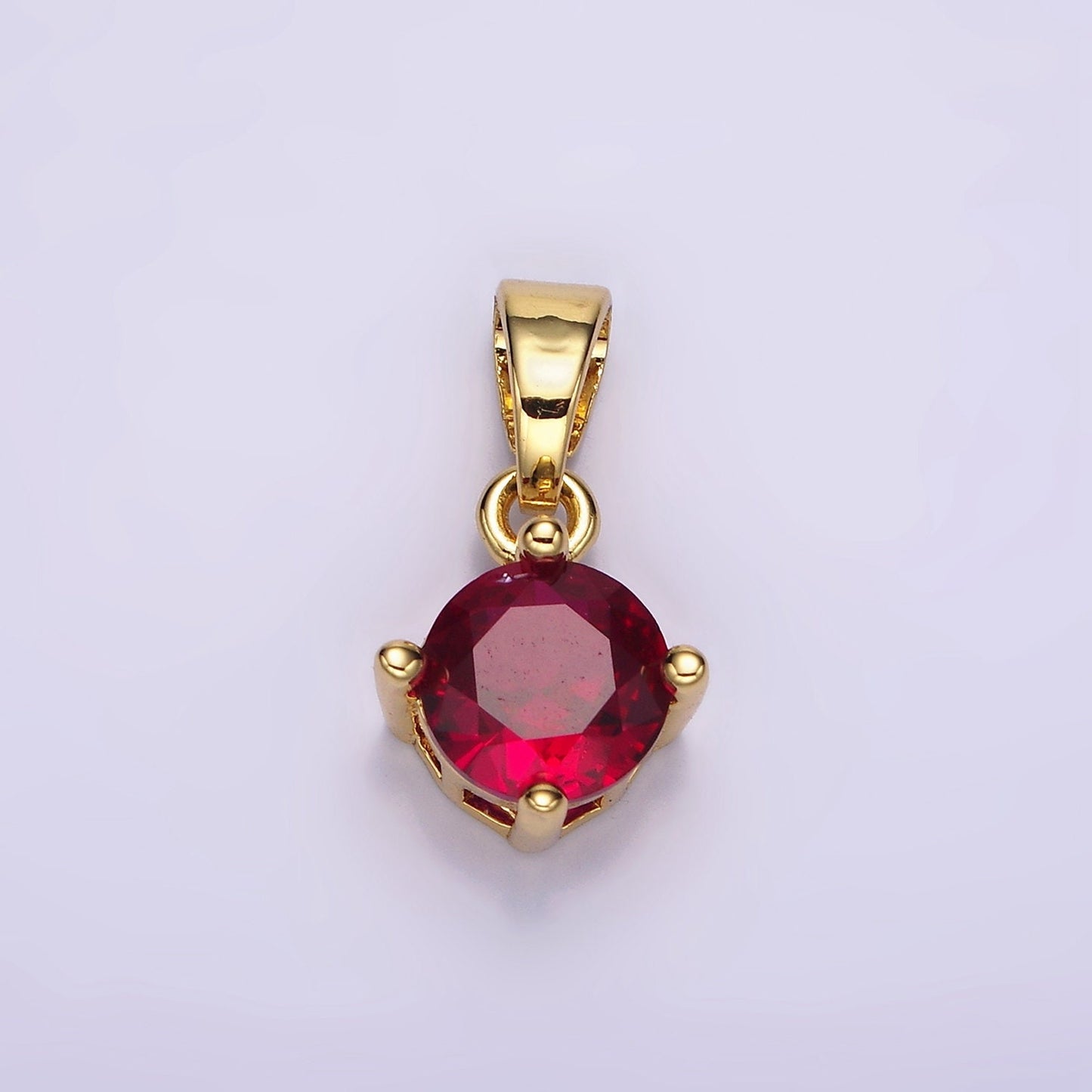 16K Gold Filled Round CZ Birthstone Personalized Solitaire Pendant | N1924 - N1935