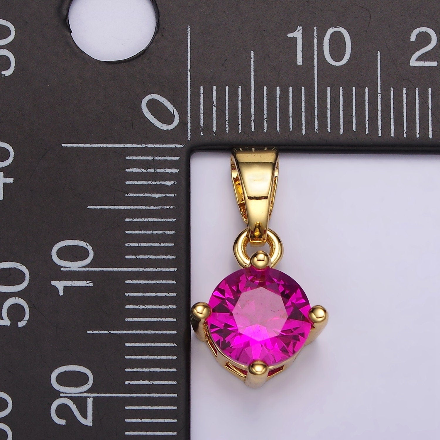 16K Gold Filled Round CZ Birthstone Personalized Solitaire Pendant | N1924 - N1935